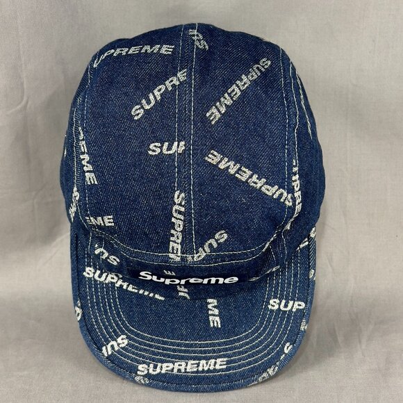 Supreme Strapback Clip Hat 5 panel Blue Denim Streetwear Box Glitter USA Mens - Picture 7 of 16